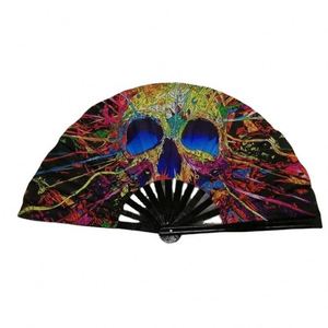 Éventail pliant lumineux UV pour rave, grand éventail en bambou pour femmes et hommes, éventail claquant pour fêtes, festivals de musique et décoration - Product Image 4