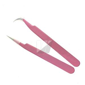 Pinzas de extensión de pestañas de acero inoxidable de alta calidad Rosa logotipo personalizado Material sostenible japonés con punta puntiaguda - Product Image 5