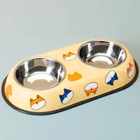 Bol pour animaux de compagnie mangeoire à eau en acier inoxydable Double couche facile à nettoyer manger plat à boire antidérapant accessoires d'alimentation pour chiens