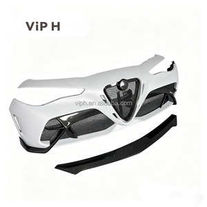 Paraurti Anteriore <span class=keywords><strong>Alfa</strong></span> <span class=keywords><strong>Romeo</strong></span> Giulia GTAm con <span class=keywords><strong>Logo</strong></span>, Facile Installazione, Kit Carrozzeria in Fibra di Carbonio - Finitura Nera Lucida, Miglioramento delle Prestazioni - Product Image 1