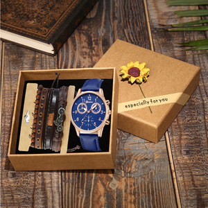Ensemble de montres pour homme avec boîtier en alliage, <span class=keywords><strong>bracelet</strong></span> en acrylique, chronographe à quartz, style décontracté, double <span class=keywords><strong>bracelet</strong></span> + <span class=keywords><strong>bracelet</strong></span> punk pour vélo, 5 pièces/ensemble - Product Image 1