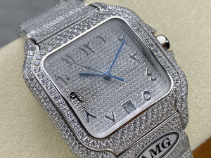 Reloj Ultra Glam con Incrustaciones de Cristales, Caja Cuadrada con Correa Completamente Cubierta de Cristales, Reloj Brillante para Hombre - Product Image 5
