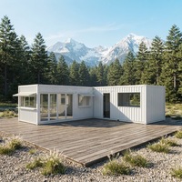 Conteneur de Construction Modulaire Blanc Premium en Carton Ondulé – Maison de Vacances à Installation Rapide pour le Tourisme en Montagne et en Bord de Lac