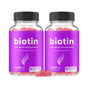 Suplemen Vitamin Gummy Biotin Vegan Non-GMO untuk Pertumbuhan Rambut, Kulit, dan Kuku Sehat bagi Wanita, Pria, dan Anak-Anak - Product Image 1