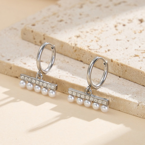 Pendientes de Aro con Perlas, Chapados en Oro de 18K, de Acero Inoxidable, Resistentes al Agua, para Mujer, Regalo para Fiestas, Joyería para las Orejas, Venta al Por Mayor de Fábrica - Product Image 5