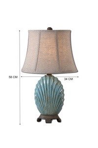 Giữa Thế Kỷ màu xanh gốm sứ vỏ hình dạng đèn bàn cổ điển sang trọng nhà phòng khách trang trí ánh sáng thiết kế nghệ thuật - Product Image 2