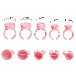 100pcs Pink Plastic Glue Rings Cup Container for Eyelash Extension Adhesive Holding - Product Image 6