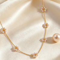 Collier pendentif fleur en fausses perles, délicat, motif marguerite, pour femme, élégant, doux, bijoux de mariage et de mariée