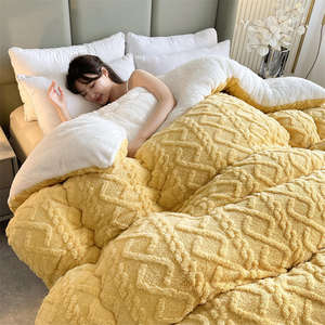 Invierno cálido edredón de doble cara geométrico Jacquard suave Cordero polar terciopelo cama edredón para el hogar - Product Image 4