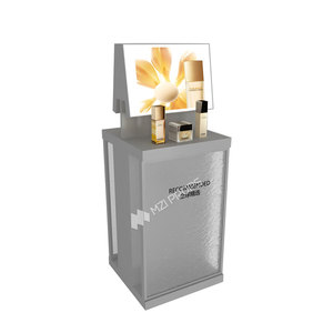 GDR03-CB-22 Grey Wooden Double-Sided Skincare Display <strong>Table</strong> ,Modern Minimalist Mid-Hall <strong>Side</strong> Rack For Store Furnitures - Product Image 2