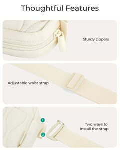 Water-Resistant Women's Lightweight Puffer Fabric Crossbody Waist Bag Multi-Pocket Organizer with Adjustable <b>Clip</b>-On Strap - Product Image 4