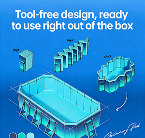 <span class=keywords><strong>Piscine</strong></span> Non-Gonflable Pliable en PVC <span class=keywords><strong>avec</strong></span> Support et Maille Stratifiée, pour Enfants et Famille, Utilisation Extérieure dans le Jardin - Product Image 4