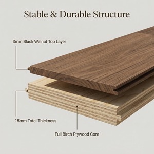 Piso de Madera de Nogal Negro Ecológico Enf, de Ingeniería, con Pintura a Base de Agua de 1900X190X15/3.0mm, para Villas Europeas de Lujo - Product Image 4