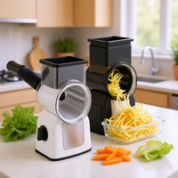 Mandoline à légumes, râpe rotative rapide avec lames en acier inoxydable, râpe manuelle multifonction 3-en-1 pour fromage et noix