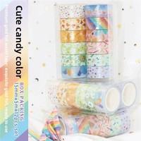 Ensemble de rubans washi personnalisés, mignons, couleur bonbon, avec estampage à chaud, pour journal créatif et décoration DIY, pour le marché international