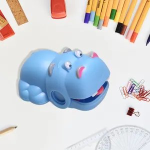 AS00504 Factory Wholesale Safety Cute Shape Manual Single Hole Child Hippo Pencil Sharpener For Birthday Party Favors Blue