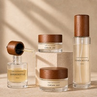 Ensemble cosmétique YAN Packaging en verre premium avec bouchon en bois, flacon pulvérisateur/goutteur et pot, 30g 50g 50ml 100ml, pour crème visage et huile essentielle