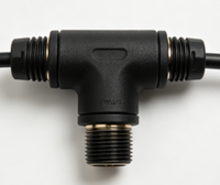 Connecteur étanche IP67 surmoulé M19, prise mâle-femelle en nylon à double sortie latérale pour applications marines et énergies nouvelles