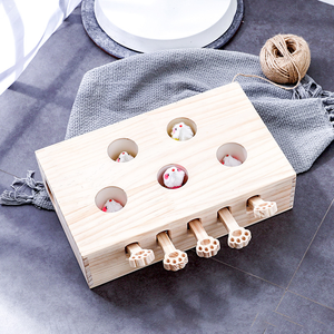 Nouveau jouet classique en bois massif pour chat 2024, jeu éducatif Whack-a-Mole pour taquiner les chats - Product Image 3