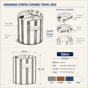 <span class=keywords><strong>Taza</strong></span> <span class=keywords><strong>de</strong></span> Viaje <span class=keywords><strong>de</strong></span> Cerámica a Rayas al por Mayor, Vaso Pintado a Mano, <span class=keywords><strong>Taza</strong></span> <span class=keywords><strong>de</strong></span> Café <span class=keywords><strong>de</strong></span> 12oz con Tapa, Regalo del Día <span class=keywords><strong>de</strong></span> la Madre <span class=keywords><strong>para</strong></span> Ella, Logotipo Personalizado - Product Image 2