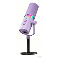 Microphone de jeu USB RGB, microphone à condensateur en métal, enregistrement sur bureau pour podcast, streaming, studio, vidéos