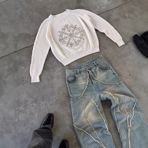 奢华酸洗男士复古定制牛仔裤批发库存宽松版型男士牛仔裤 - Product Image 4