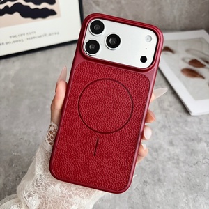 Étuis de téléphone portable magnétiques en cuir PU ultra-minces et tendance pour iPhone 17 12 13 14 15 16 Pro Max, coque arrière de protection rigide en PC - Product Image 1