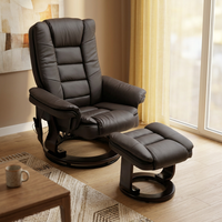 Modern 360 °   Fauteuil inclinable pivotant en cuir PU avec repose-pieds, meubles de salon réglables multi-positions