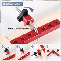 Clips de fixation en métal pour règle à onglet, outil de menuisier, angle droit réglable à 90 degrés, pince en alliage d'aluminium rouge pour le travail du bois