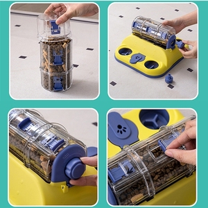 Juguete de Comida Lenta para Mascotas Azul y Amarillo con Dispensador de Rodillos y Bloques Deslizantes para Entrenamiento de IQ y Anti-Engullido para Perros y Gatos - Product Image 3