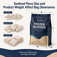 Bolsa para Mariscos Congelados con Fondo Plano y Cierre, Impresa Personalizada, para Camarones, Filetes de Pescado y Empaquetado de Alimentos de Marca Privada