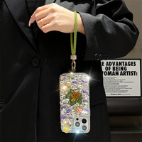 Coque de téléphone pour Apple iPhone 17 Pro, motif feuille d'érable et strass, pour iPhone 16, entièrement ornée de strass, bracelet de luxe xsmax, protection pour iPhone 15 et 14