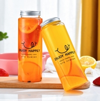 Gobelets en PET transparents réutilisables et jetables de haute qualité 350 ml 500 ml 650 ml Bouteille en plastique carrée pour boissons au thé à bulles à emporter
