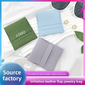 Pochette à <span class=keywords><strong>bijoux</strong></span> de luxe personnalisée avec logo, emballage durable pour petites entreprises, sac cadeau en similicuir à rabat avec sangle, vente en gros - Product Image 1