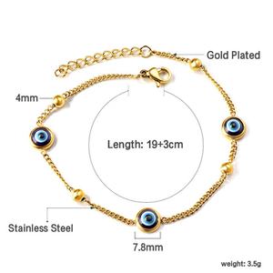 Bracelet d'amitié pour homme personnalisé en acier plaqué or 18 carats, minimaliste, avec des yeux bleus, en acier inoxydable - Product Image 2