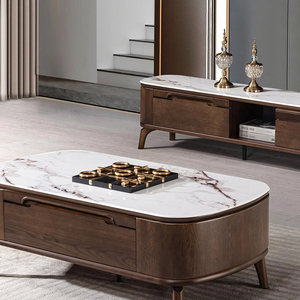 <span class=keywords><strong>Mesa</strong></span> de Centro Marrón para Sala de Estar, Muebles Modernos de Diseño de Lujo, <span class=keywords><strong>Mesa</strong></span> Portátil con Soporte para TV y Chimenea - Product Image 1