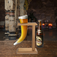 Verre à bière Viking 550 ml de style européen avec support en bois pour les fêtes