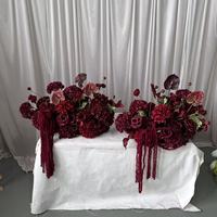 IFG Großhandel Realistische Seiden-Blumenreihe 60cm Burgunderrot Handgefertigte Hochzeits-, Abschluss-, Party- und Eventdekoration Blumenarrangement