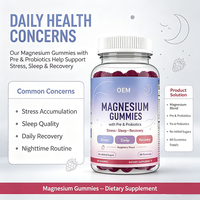 Gummies au magnésium avec prébiotiques et probiotiques, saveur framboise, sans sucres ajoutés, 60 unités, pour le soutien du stress, du sommeil et de la récupération