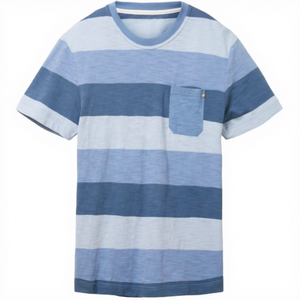 Camiseta de Hombre de Alta Calidad, Multicolor, a Rayas, Corte Regular, Cómoda, de Algodón Lujoso, Moderna, con Estampado Personalizado, Ligera - Product Image 1