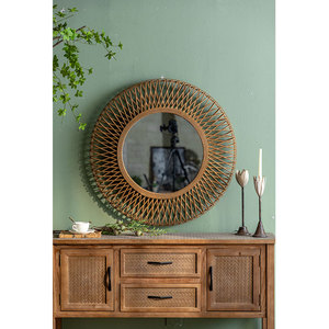 <span class=keywords><strong>Specchio</strong></span> da parete fatto a mano in Rattan intrecciato a mano che decora lo <span class=keywords><strong>specchio</strong></span> da parete Vintage Rond per soggiorno in famiglia - Product Image 1