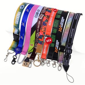 High Quality Custom Label Recycled <b>Polyester</b> Staff Safety Clip Neck Strap Short Satin Woven <b>Lanyard</b> With Key Ring - Product Image 2