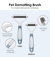 Brosse démêlante double face pour animaux de compagnie, peigne de toilettage anti-rayures à dents double face pour chats et chiens
