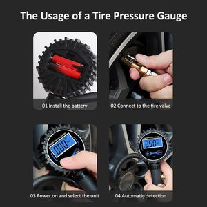 Grand Exhibition Digital Tire Pressure <b>Gauge</b> 220 Bar Multiple Units Metal Air Inflator Gun - Product Image 3