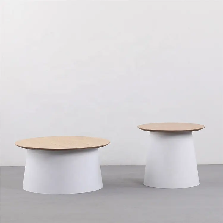 Mobilier de salon moderne de haute qualité à prix réduit de septembre, table basse d'appoint ronde en placage de chêne blanc