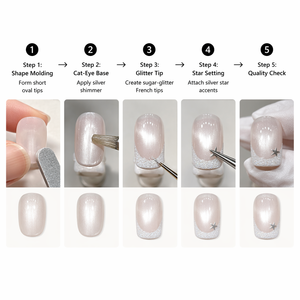 Uñas Postizas Cuadradas con Brillo Rosa, Puntas de Uñas Falsas con Acento de Estrella, Manicura Brillante para Fiesta - Product Image 2