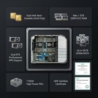 Estación de Trabajo de Alto Rendimiento HPEs Z8G4, CPU Dual Xeon Escalable, Lista para GPU RTX, Torre de Computación para IA y Aprendizaje Profundo