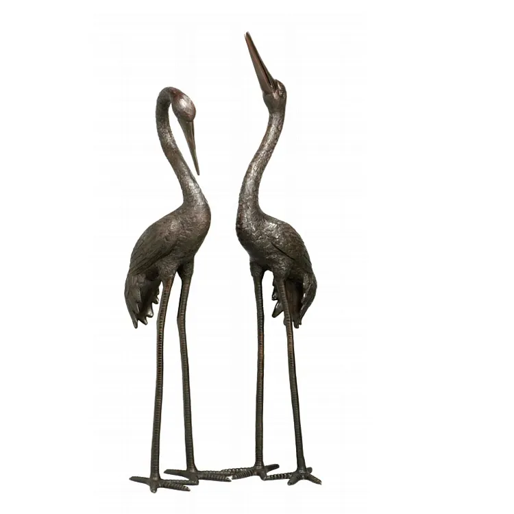 คุณภาพสูง Bronze Crane Heron ประติมากรรมคู่