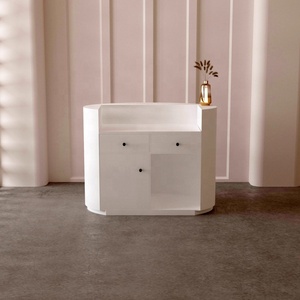 Custom White Curved <b>Small</b> Clinic Reception <b>Desk</b> High Quality Wood <b>Small</b> Front <b>Desk</b> for Retail - Product Image 2