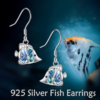Boucles d'oreilles océan 925 argent Sterling boucles d'oreilles poisson coquille d'ormeau naturel balancent bijoux de plage océan pour les femmes